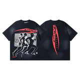 Men's short-sleeve t-shirt - washed print with hotfix rhinestones - premium cotton - high quality
