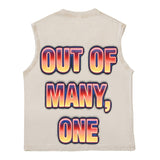 Hip hop tank top american retro fall down statue of liberty washed distressed street trendy vest hip hop vest tops