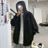 Men Hoodie Sweater Men's Hooded Zipper Hong Kong Style Casual Loose Sports Jacket
