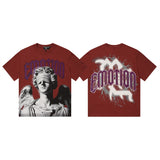 Mixed emotion t-shirt men's rhinestone printing g pure cotton printing
