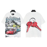 Men's youth t-shirt with rhinestone print, 100% cotton, american retro style