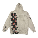 Hip-hop hoodie american high street plaid cut out holes washed distressed zipper hooded sweatshirt hoodie outwear