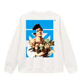Off OW White Sweatshirt Boy holding flowers