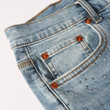 Purple Brand Denim Shorts Cross rhinestone