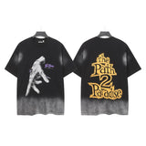 Men's t-shirt, hip-hop print, 100% cotton, printed, washed