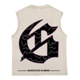 Hip hop tank top american high street rock hip hop street retro leap lightning skull printing vest sweatshirt