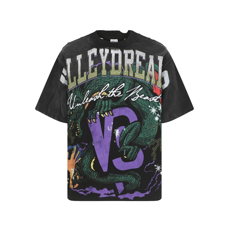 Men's t-shirt with rhinestone print, 100% cotton print