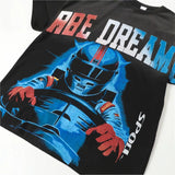 Vallt-shirt men's washed retro character printing g pure cotton