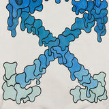 Off OW White Hoodie Blue dissolving water droplets
