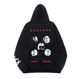 Hip-hop hoodie american loosecasual washed retro distressed patch printing hooded sweatshirt zipper outwear