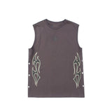 Hip hop tank top american high street hell flame goddess casual sports buttoned vest vest summer sweatshirt