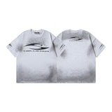 Men's short-sleeve t-shirt - washed print with hotfix rhinestones - premium cotton - high quality