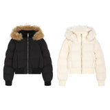 Unisex Down Jacket Winter Fur Collar Short Hooded Bakery