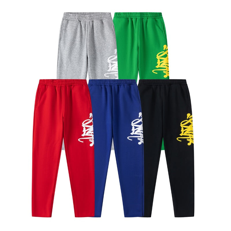 Hip-hop pants american high street sweatpants large letter printingloosefleece-linedstraight-leg pants casual sweatpants