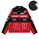 Unisex down jacket quilted motorcycle style outwear