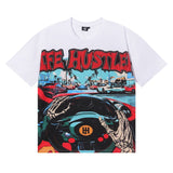 Life hustlers hot diamond hip hop printingpure cotton t-shirtg