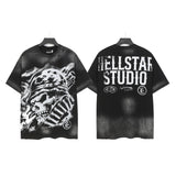Men's t-shirt short sleeve hot diamond printing g pure cotton hip hop street printing