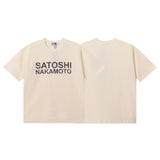 American style satoshi letter print 100% cotton t-shirt