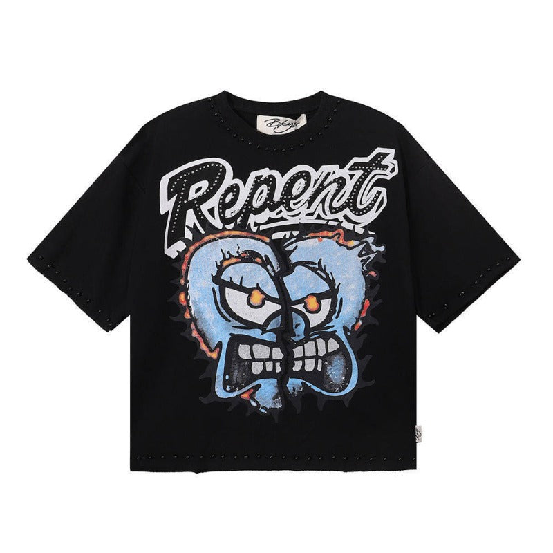 Bkys american hot diamond washed pure cotton t-shirt g direct injection street hip hop printing