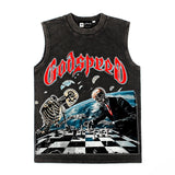 Hip hop tank top american high street rock street skull chess west coast rap vest sweatshirt trendy