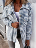Plaid Trench Coat Autumn and Winter Houndstooth Printed Woolen Coat for Women
