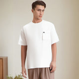 Men T Shirts Vintage Pocket Men and Women Loose