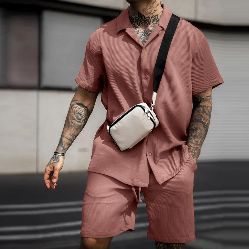 Men Co-Ords Men's Casual and Comfortable Polo Short Sleeve Shorts Suit