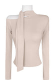 Women Long Sleeve Shirt Top Long Sleeve Bottoming Shirt Scarf Collar Spring and Autumn