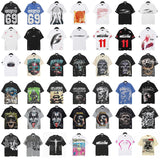 Men's t-shirt short sleeve hot diamond printing g pure cotton hip hop street printing