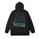 Off OW White Hoodie Green lines