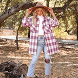 Plaid Trench Coat Print Long Woolen Coat