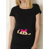 Pregnancy Shirt Maternity Cute Baby Print O-Neck