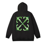 Off OW White Hoodie Green paintbrush graffiti
