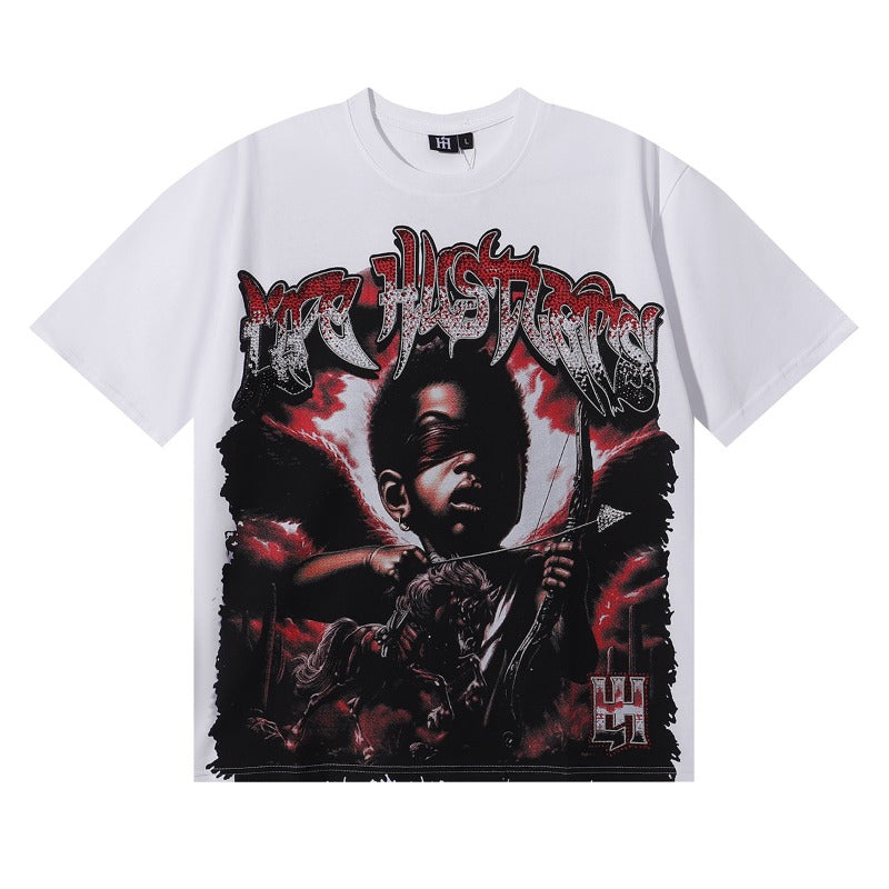Life hustlers direct injection american printingpure cotton t-shirtg