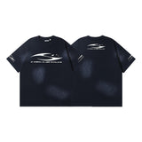 Men's short-sleeve t-shirt - washed print with hotfix rhinestones - premium cotton - high quality