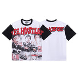 Life hustlers hot diamond washed hip hop printed pure cotton t-shirt g