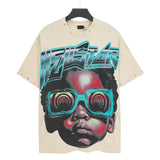 Men's t-shirt short sleeve hot diamond printing g pure cotton hip hop street printing