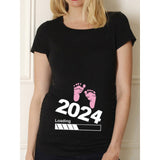 Pregnancy Shirt Maternity Cute Baby Print O-Neck