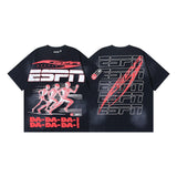 Men's short-sleeve t-shirt - washed print with hotfix rhinestones - premium cotton - high quality