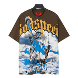 Men's youth t-shirt with rhinestone print, 100% cotton, american retro style