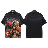 Godspeed t-shirt short-sleeved men's washed cotton printing hot diamond holes street clothing