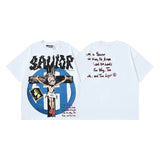 Men's short-sleeve t-shirt - washed print with hotfix rhinestones - premium cotton - high quality