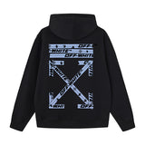 Off OW White Hoodie Blue warning line