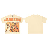 Valley t-shirt men's short-sleeved street printing hot diamond washed cotton