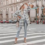 Plaid Trench Coat Print Long Woolen Coat
