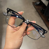 CHH Chrome Hearts Glasses pure titanium semi-square large face men and women retro trendy myopia flat light