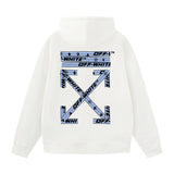 Off OW White Hoodie Blue warning line