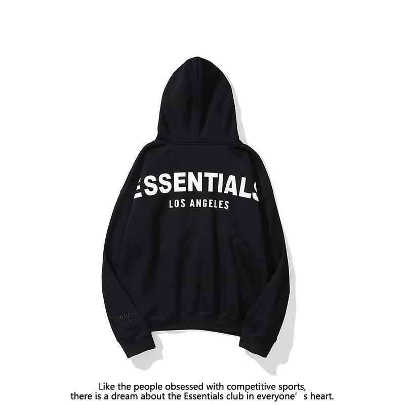 Hip-hop hoodie - new american autumn/winter collection - letter reflective fleece-lined oversized trendy hooded sweatshirt