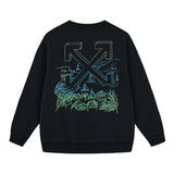 Off OW White Sweatshirt Green drawing lines
