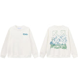 Off OW White Sweatshirt Green drawing lines